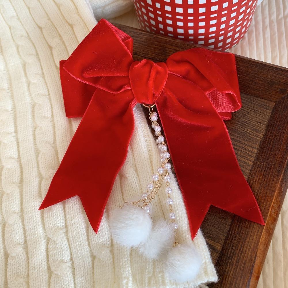Crown Velvet Red Bow Hairpin Cloth Hanfu Hair Sticks All-match Ancient Style Hairpin  Children