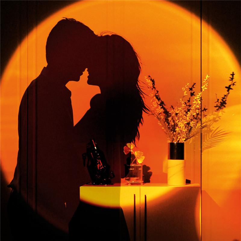 Rainbow Sunset Projection Lamp Led Atmosphere Night Lights Sun Projection Table Lamp for Home Bedroom Background Wall Decor