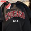 Чикаго США Классическая футболка с графикой города Мужская уличная футболка с круглым вырезом Футболка Одежда Футболка Повседневная Хлопок Короткий рукав Парная