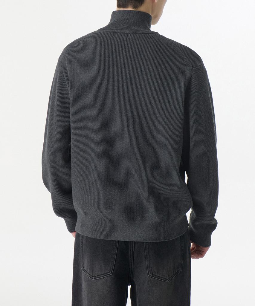 MUSINSA STANDARD Cotton High-Neck Knit Zip-Up [Medium Gray]