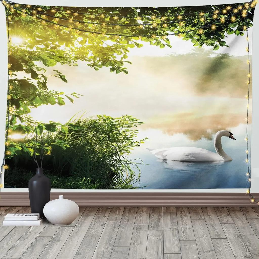 Swan Couple Tapestry Office Living Room Decoration Home Wall Tapestry