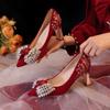 Fashion Beautiful High-heeled Wedding Shoes, Two Wear 2025 Spring and Autumn New Shoes