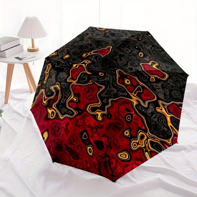 1pc Abstract Patterns Automatic Open/close Folding Compact Umbrella, 8-Rib Sturdy Canopy, Lightweight Portable, Everyday Use, Gift, 104