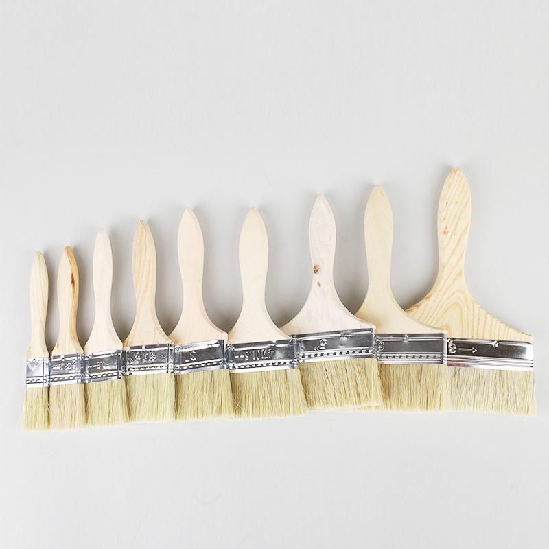 Brown Long Bristle Paint Brush Set - Sizes 1" To 8" for Dusting & Painting