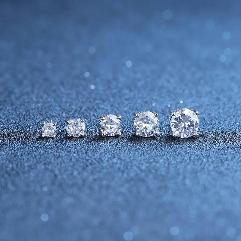 1 пара модных платиновых сережек с четырьмя когтями и цирконом, минималистичные серьги