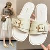 2024 New Women's Summer Flat Flip-flops Sandals Plain Color Casual Casual Wear Casual Shoes