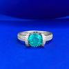 MooKing Jewelry S925 Silver Round Paraiba Color Diamond Ring