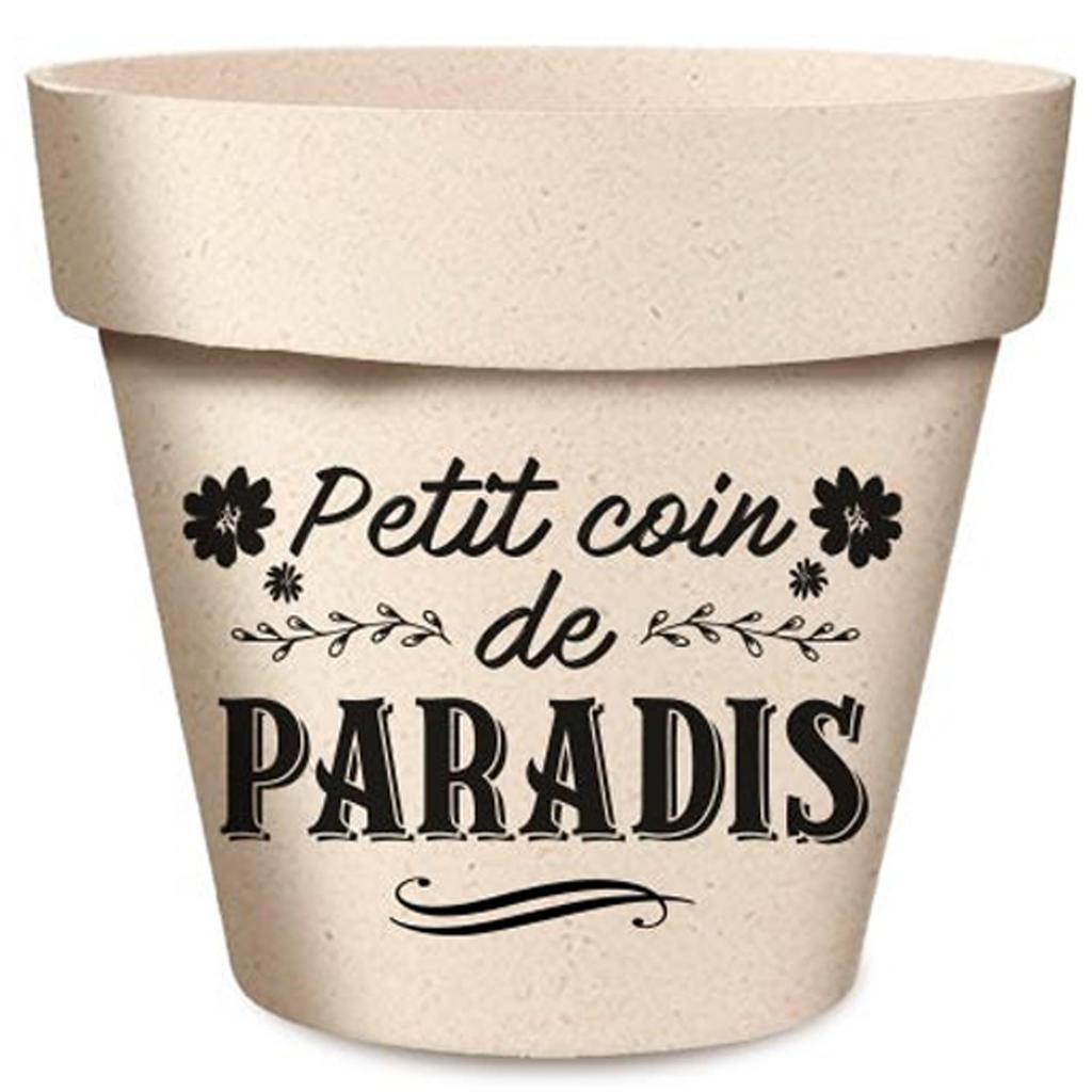 Les Trésors De Lily [R6626] - Bamboo Planter 'Messages' Black Beige (Little Piece of Heaven ! ) -  14x12cm