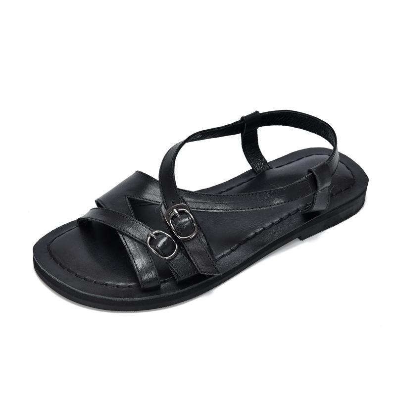 Johnature Простые сандалии на плоской подошве из натуральной кожи, модная женская обувь с пряжкой на поясе и мягкой подошвой