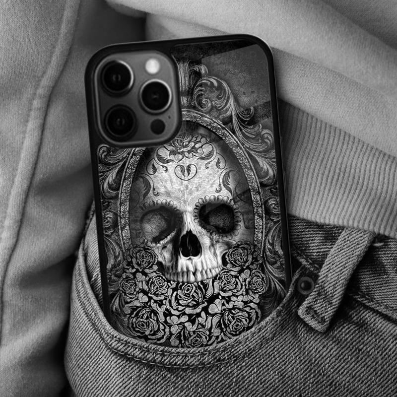 calaveras floral sugar skull Soft Phone Case for iPhone 17 Air 16e Pro max 15 Pro 13 14 Plus 11 12 MagSafe Magnetic Coque