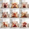 Chinese Zodiac Print Decorative Pillowcase Bedroom Living Room Square Cushion Pillowcase