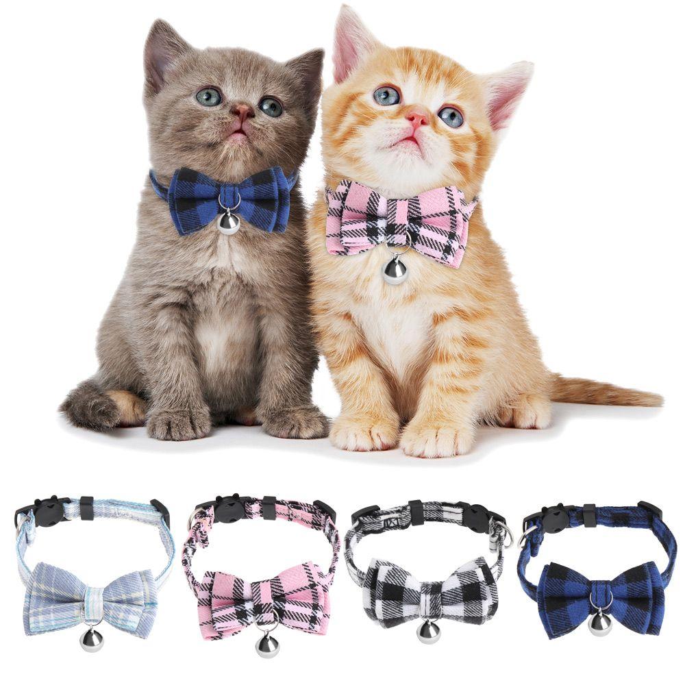 Cat Buckle with Bell Grid Collar Cats Collar Pet Supplies Puppy Collar Kitten Collar