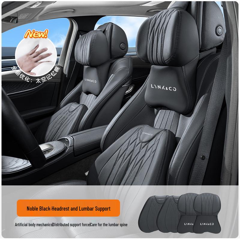Lynk & Co Car Headrest & Lumbar Support Set for 01/06/07/08/09/10EMP/Z20/900 - Neck & Waist Protection.