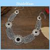 Style Ethnic Simulation Gemstone Decoration Hollow Design Women Necklace Metal