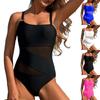 Women's Sleeveless Conservative One-piece Sexy Backless Mesh With Breast Cushion Swimsuit