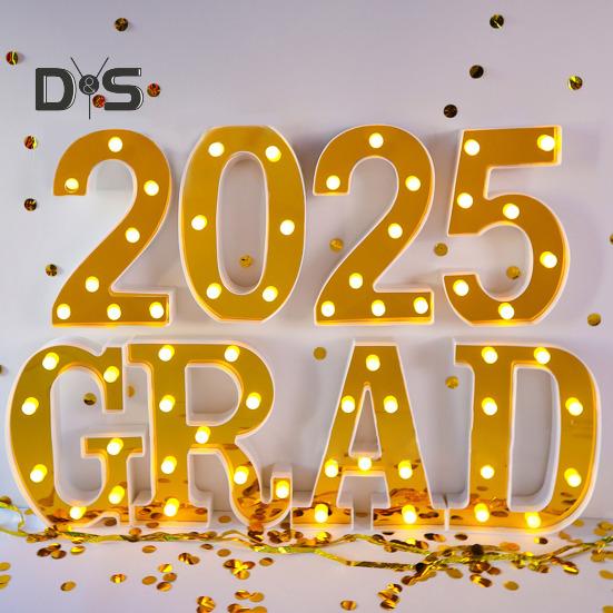 Выпускные светящиеся буквы 2025 года Выпускные светодиодные буквы Знаки Поздравления Выпускной вечер принадлежности для детского сада Дошкольное учреждение Средняя школа колледж
