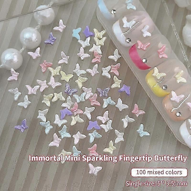 100pcs Mini Butterfly Nail Art Charms Resin Kawaii Accessories Mini 3D Butterfly Nail DIY Nail Art Decorations