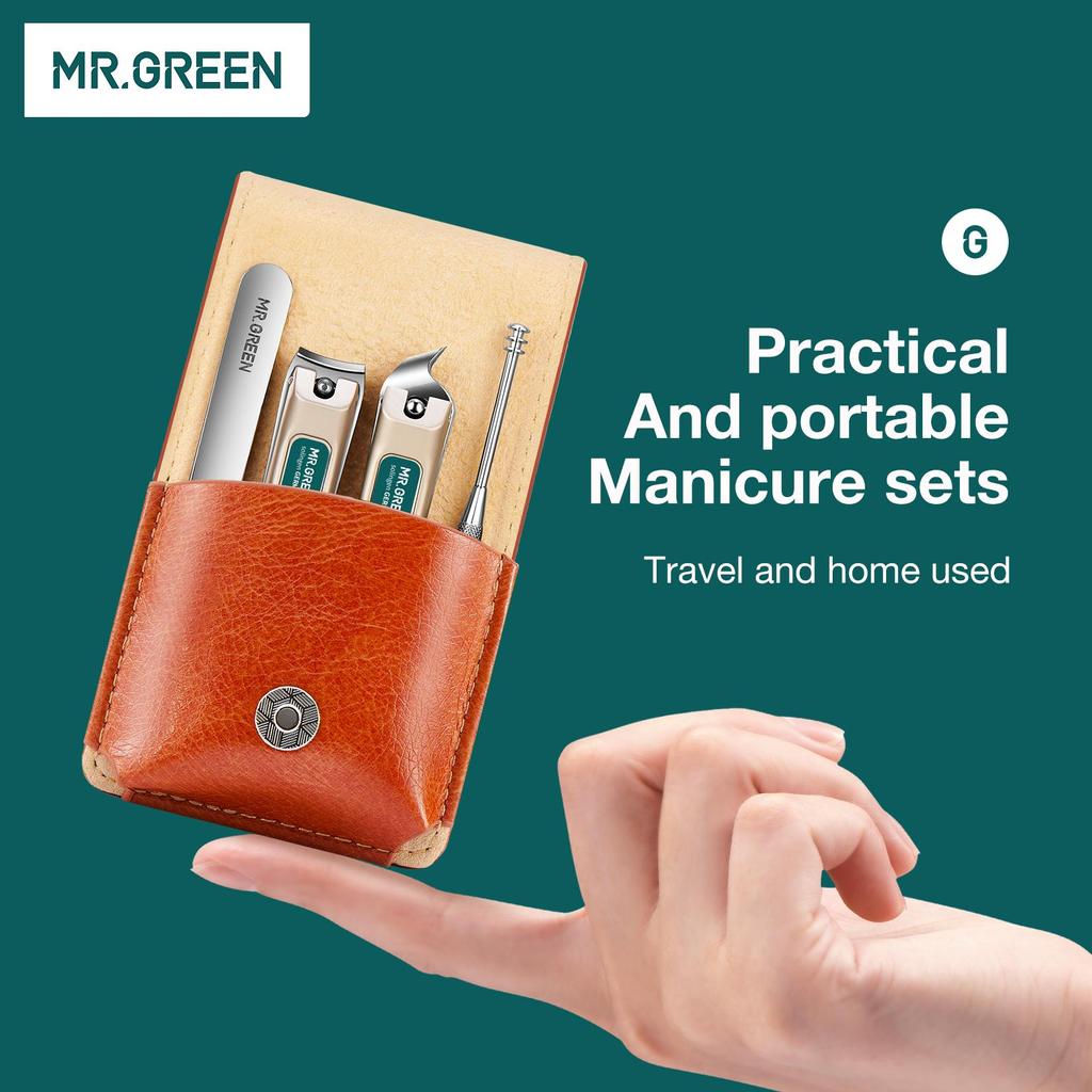 MR.GREEN Portable Manicure Set Pedicure Kit Stainless Steel Nail Clippers Tool Travel Grooming Case Gift Box Nail Scissors Set
