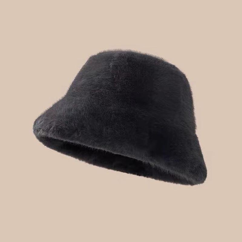 Зимняя ветрозащитная теплая женская модная однотонная плюшевая шапка-ведро пушистая рыбацкая шапка-ушанка панама