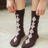 Hiig [no.487] Brown Argyle Socks