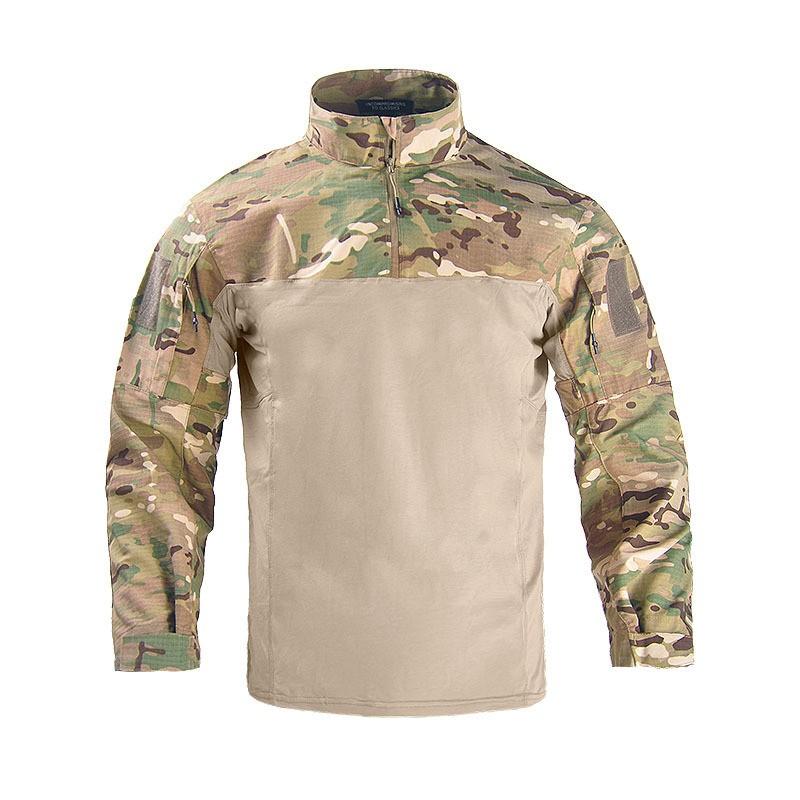 Men Women Tactical Camo Long Sleeve Shirt Outdoor Hiking Running Cycling Breathable Durable Stretch Uniform