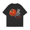 Fun Cat Model Tshirt Tomato Swinging Kitten Printed Tshirt Couple Tshirt Unisexs And Unisexs Comfortable Pure Cotton Tshirt