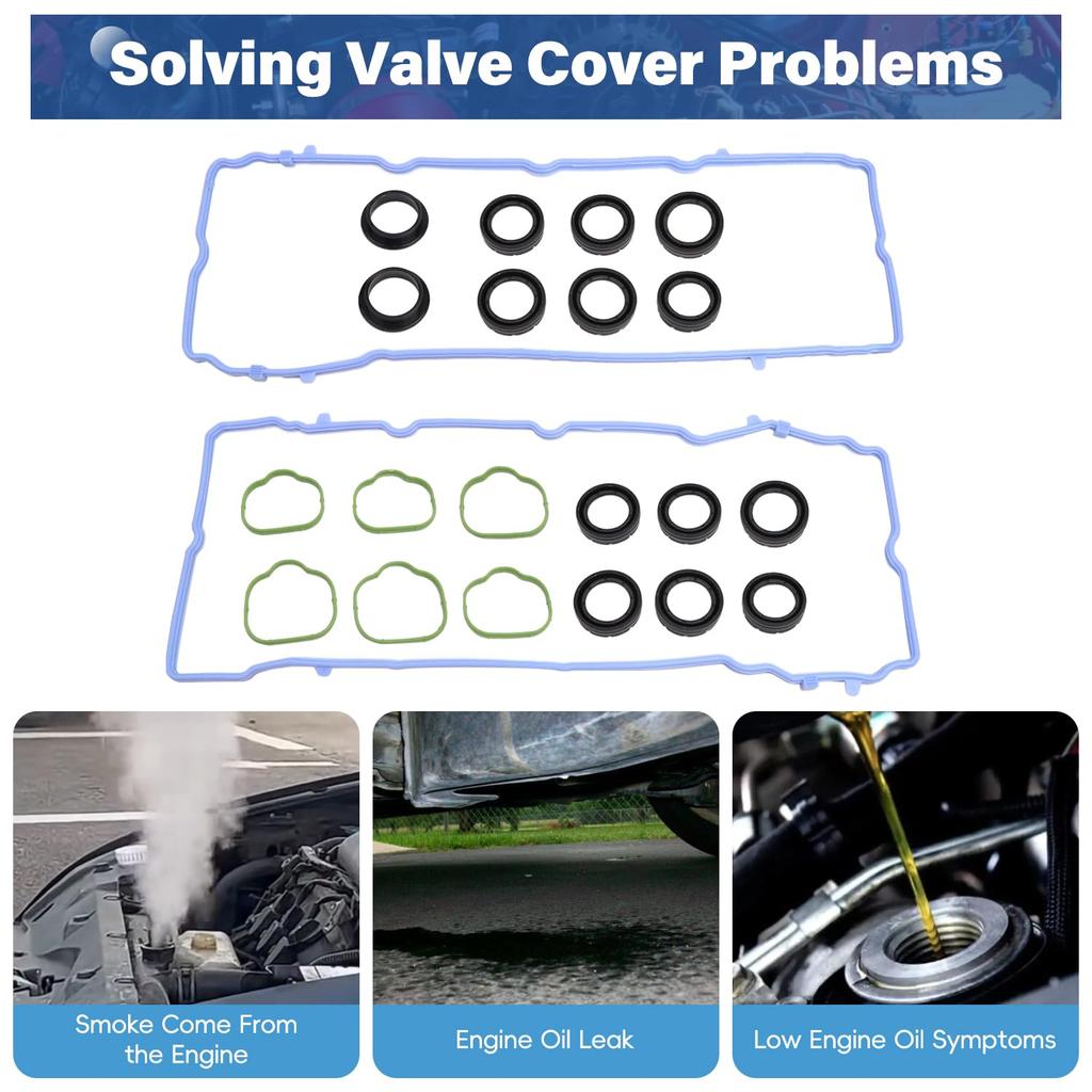 VS50805R Valve Cover Gasket Set, Compatible With Dodge 2011- Avenger Challenger Durango Caravan Journey Ram ProMaster 1500 2500 3500, Grand Cherokee