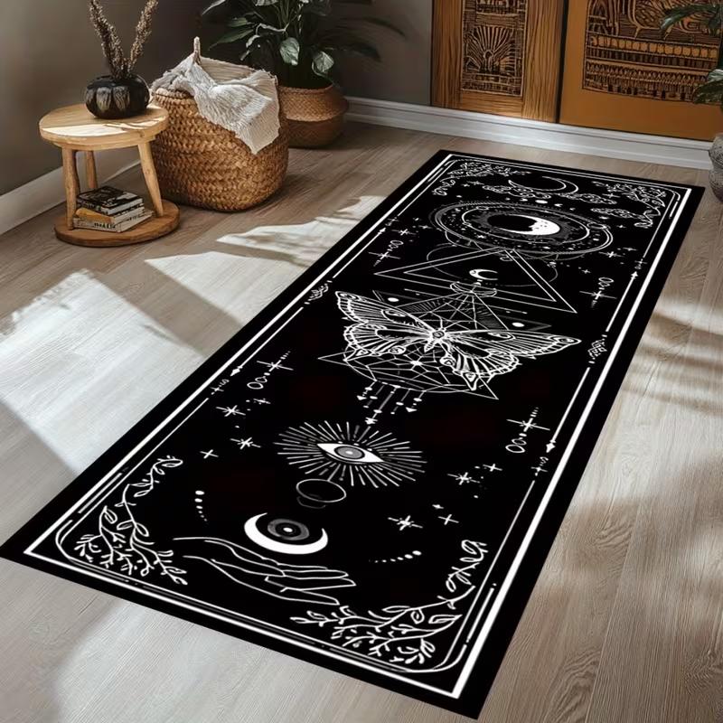 Ковровая дорожка «Сказочный коттедж» Яркий цветочный луг с дизайном синей двери Коврик Причудливый напольный коврик для прихожей, декора детской