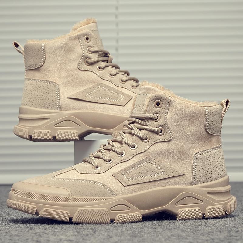 Fashion Men New High Quality Black Work Wear Boots Outdoor Anti Slip Comfort Casual Shoes Warm Fashion Ankle Boots Men's Winter Shoes