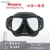 Adult Prescription Scuba Diving Mask Myopia with Tempered Glass Antifog Spray,Silicone Skirt,Clear Black