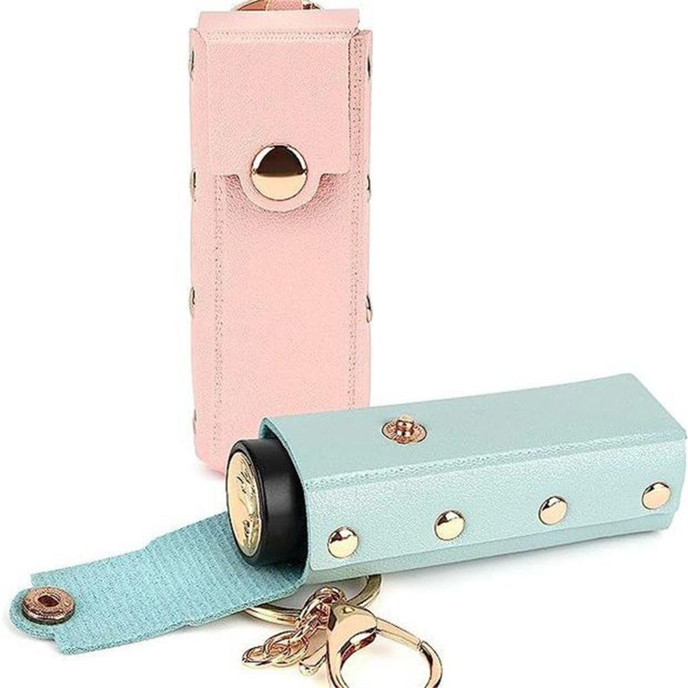 Lip Gloss Lipstick Bag Keychain Holder Solid Leather Chapstick Pouch Key Ring Portable Lip Balm Bottle Packaging Cover Key Chain