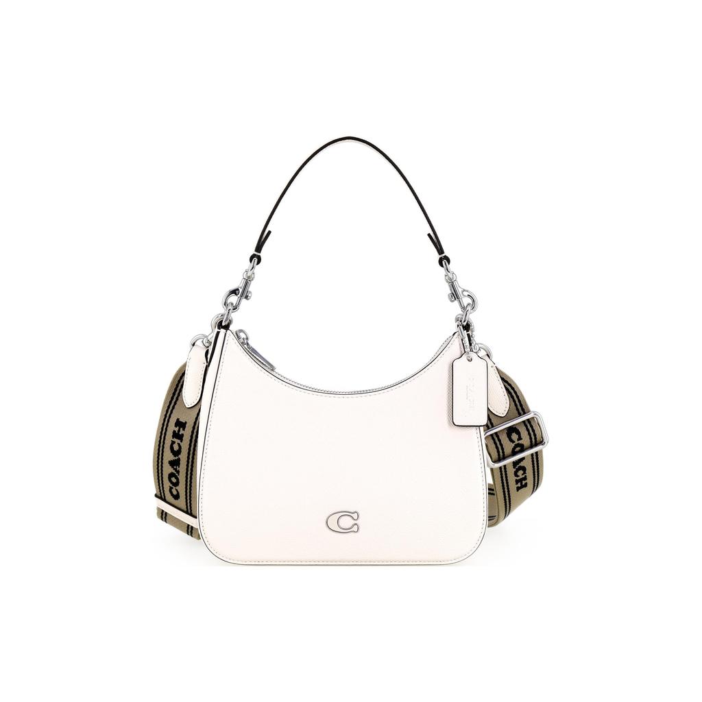 New COACH Hobo Canvas With Leather Crescent Bag Shoulder Bag Crossbody Bag Handbag Medium Size Women's White CJ842-CHK