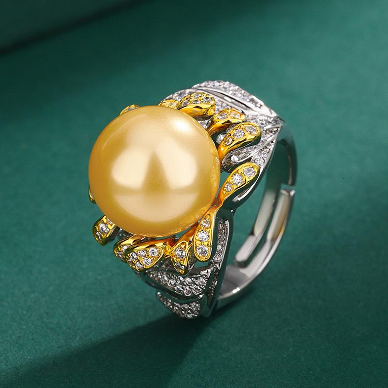 Ювелирное изделие имитация натурального жемчуга кольцо с французским цветком бриллиант белый ракушечный жемчуг кольцо на указательный палец желтое ракушечное бусино кольцо