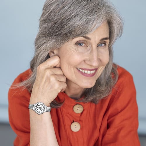 Women's Analog Watch with Large Numerals, Elastic Strap, One Size Fits Most, Simple and Stylish Quartz Watch, Silver, Fashion Accessory, Perfect Gift