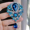 Elegant Water-drop Shape Brooch Shining Rhinestones Faux Crystal Inlaid Pin Wedding Party Badge Jewelry Gift