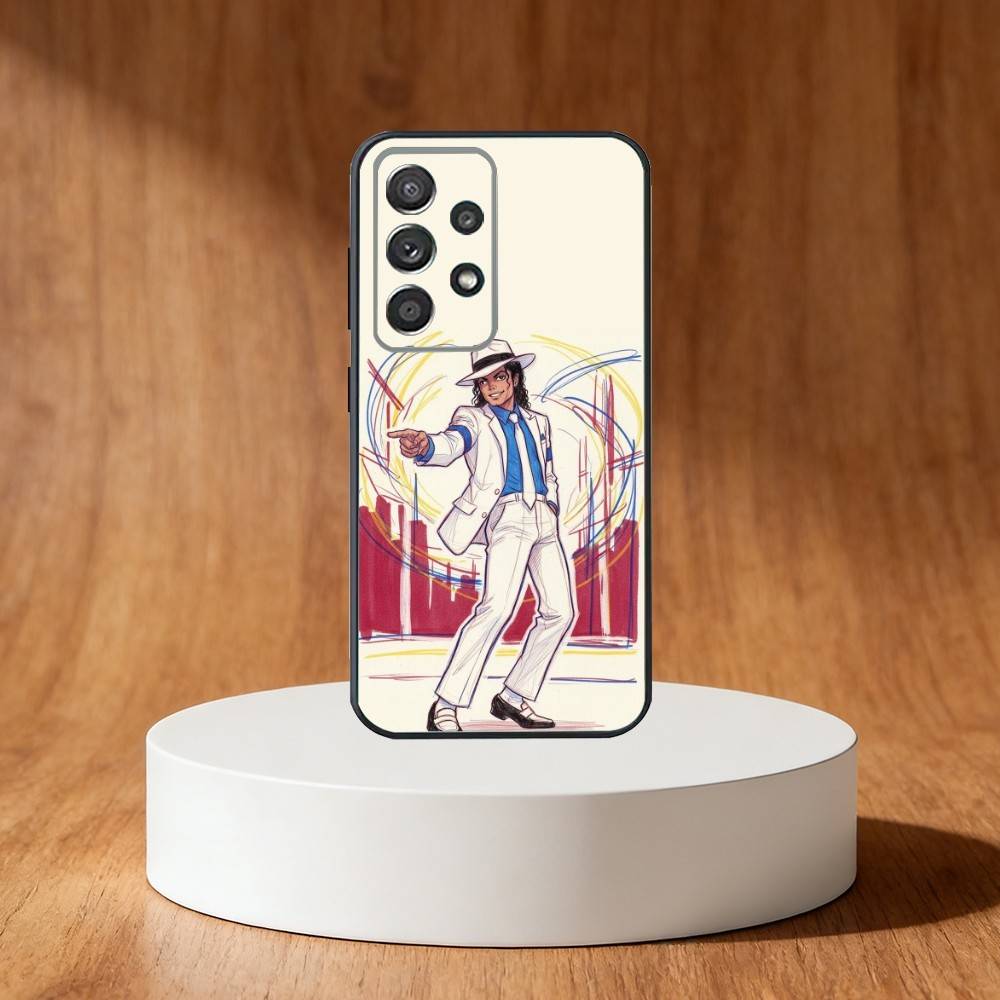 Cute Cartoon M-Michael J-Jackson Phone Case For Samsung S25,S24,S21,S22,S23,S30,Ultra,S20,Plus,Fe,Note,10,9,5G Black Cover