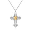 S925 pure silver all diamond cross necklace for women, silver inlaid with natural color treasure, fashionable and versatile gift