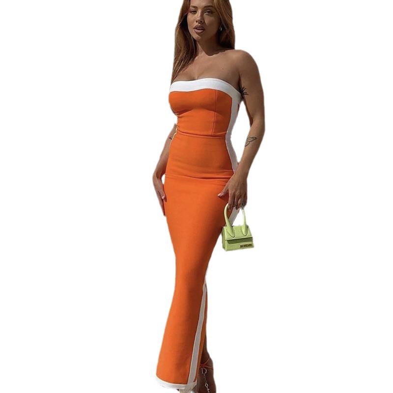 Элегантное вечернее платье-бандо в европейском и американском стиле