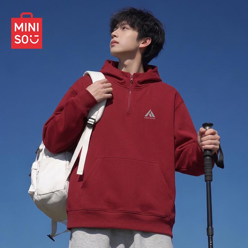 MINISO American-Style Heavyweight Half-Zip Hooded Sweatshirt