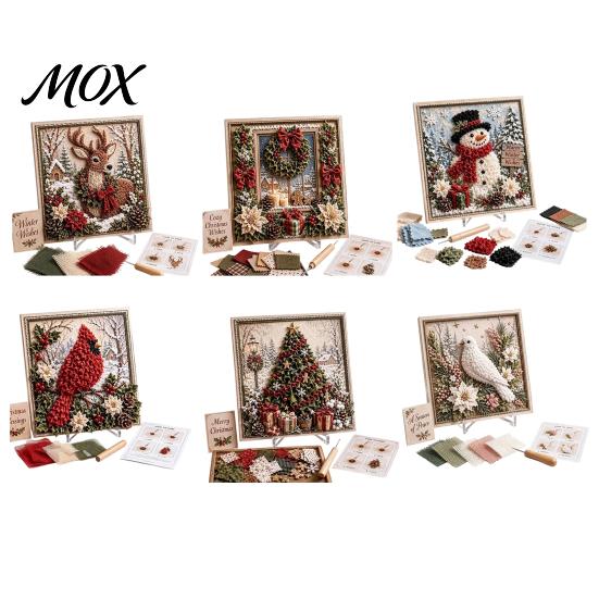 Christmas Poke Art Kit 3D Fabric Kit, DIY Punch Needle Embroidery Set, Handmade Holiday No-Sew Crafts Projects for Adults and Beginner