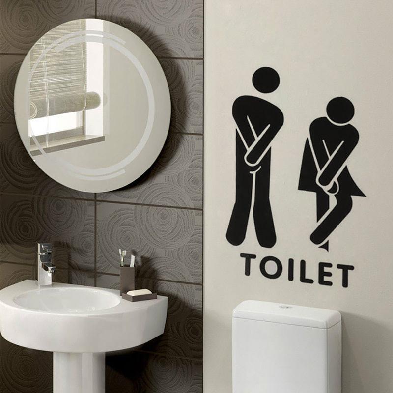 Funny Toilet Sign Wall Stickers Bathroom Decoration Diy Creative Home Wall Mural