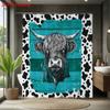 1pc Pastoral Style High Ground Cow Animal Print Waterproof Shower Partition Privacy Hanging Curtain 12 Hooks Multi Size