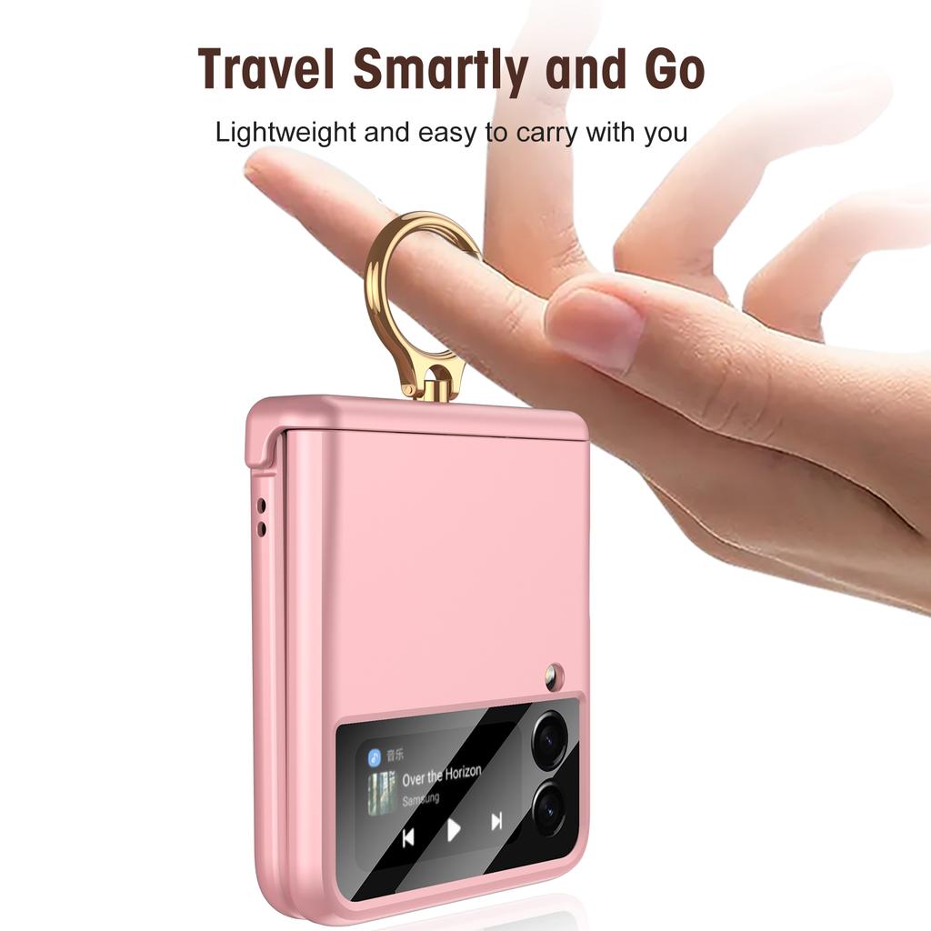 Anti -Slip Hard Pc Mobile Phone Case For Samsung Galaxy Z Flip 3 5g Flip3 Finger Ring Holder Precise Cutout Cover