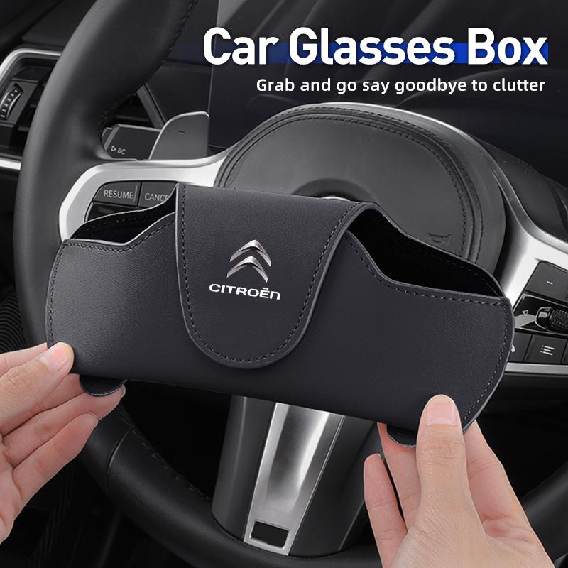 Leather Car Glasses Box Sunglasses Storage Holder For Citroen C4 C5 C1 Berlingo Celysee Cactus Picasso Aircross Saxo Grand