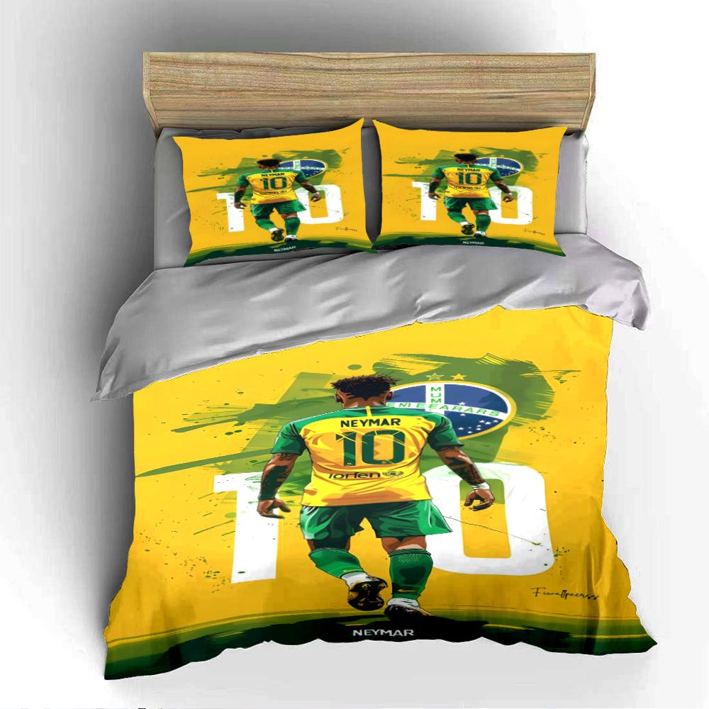 Yellow Brazil Soccer Bedding Set Bedding Duvet Cover Set Duvet Cover Pillowcases Home Decor (1 * Duvet Cover 2 * Pillowcases, without duvet insert)