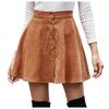 Women Lady  Solid Color High Waist Corduroy A-line Skirt   Skirt