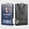 Men's RFID-Blocking Aluminum Alloy Card Holder & Minimalist Metal Wallet with Work Badge.