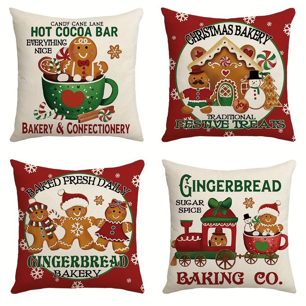 Festive Gingerbread & Hot Cocoa Christmas Pillow Covers: Baked for Yuletide Cheer! sofas, bedroom pillow covers, holiday gifts