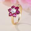 Кольца с вишневым цветом для женщин, коктейльное кольцо с красным камнем розы, обручальные кольца, античное золото, цвет CZ, ювелирные изделия для помолвки и вечеринки