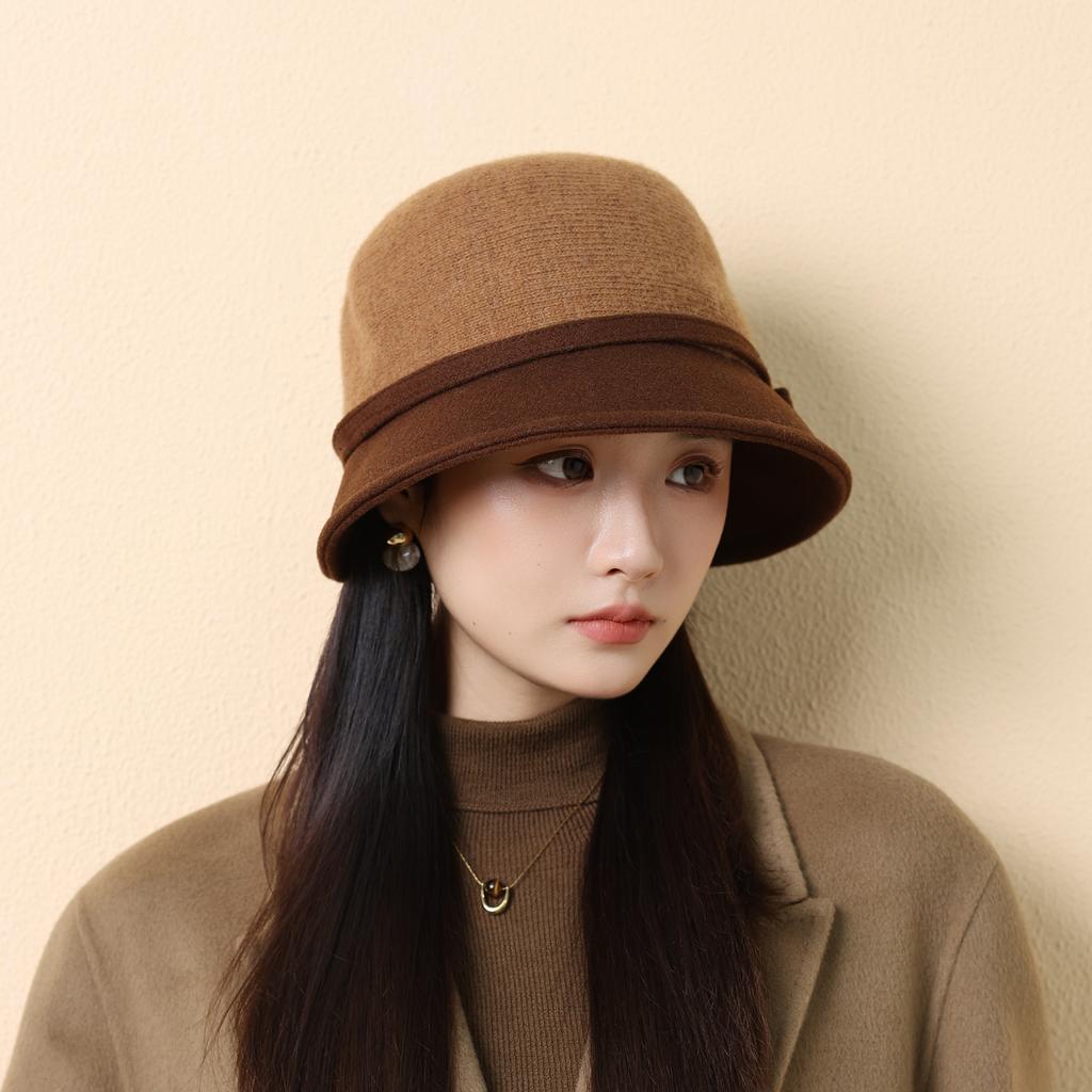 Элегантная шерстяная шляпа-ведро на осень и зиму, женская ретро-шляпа-клош высокого класса, теплая шляпа-панама